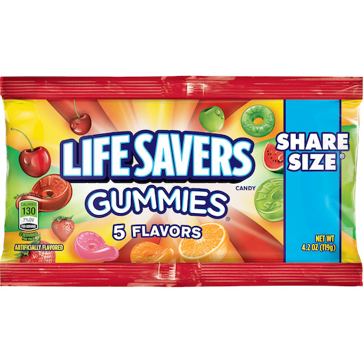 LIFE SAVERS GUMMIES FIVE FLAVOR SHARE SIZE 4.2OZ 15CT 6/CS