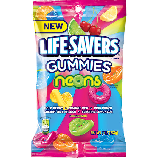LIFE SAVERS GUMMIES NEONS PEG 7OZ 12/CS