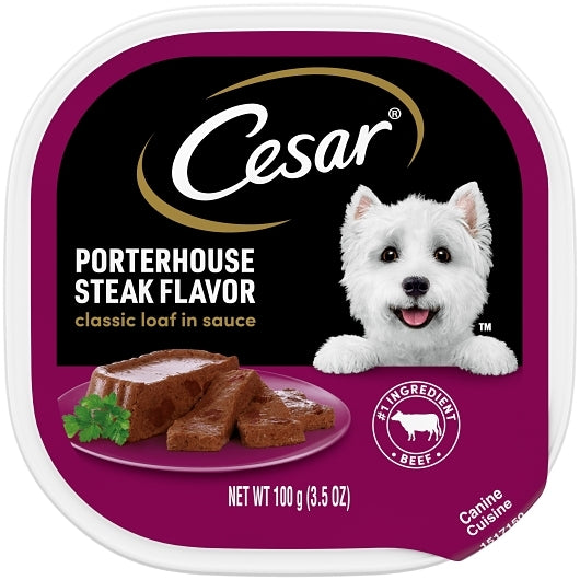 CESAR CANINE CUISINE DOG FOOD PORTERHOUSE STEAK IN JUICES, 24 - 3.5 OZ