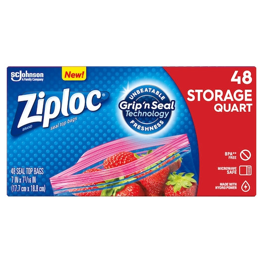 ZIPLOC QUART STORAGE BAG, 9 - 48 CNT
