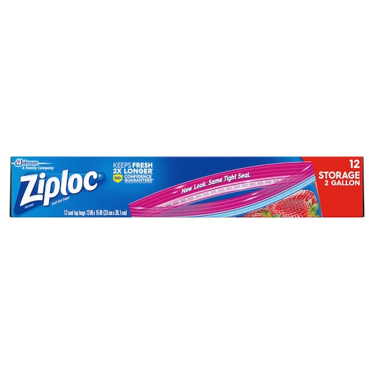 ZIPLOC JUMBO TWO GALLON STORAGE BAG, 9 - 12 CNT
