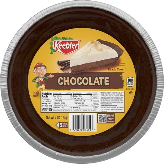 Keebler Chocolate Pie Crust 12/6 Ounce Tin