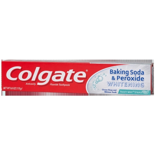 COLGATE BAKING SODA & PEROXIDE WHITENING FROSTY MINT STRIPE TOOTHPASTE, 4 - 6 - 6 OZ