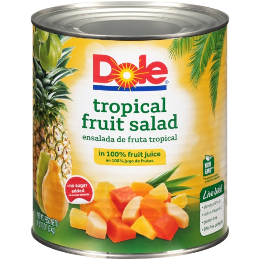 DOLE TROPICAL FRUIT SALAD IN 100% JUICE, 6 - 106.192 OZ