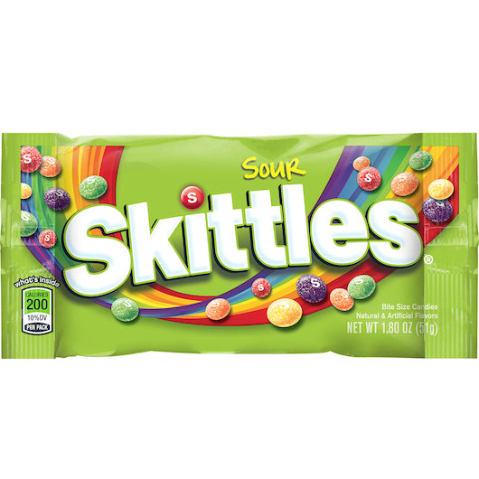 SKITTLES SOURS SINGLES 1.8OZ 24CT 12/CS