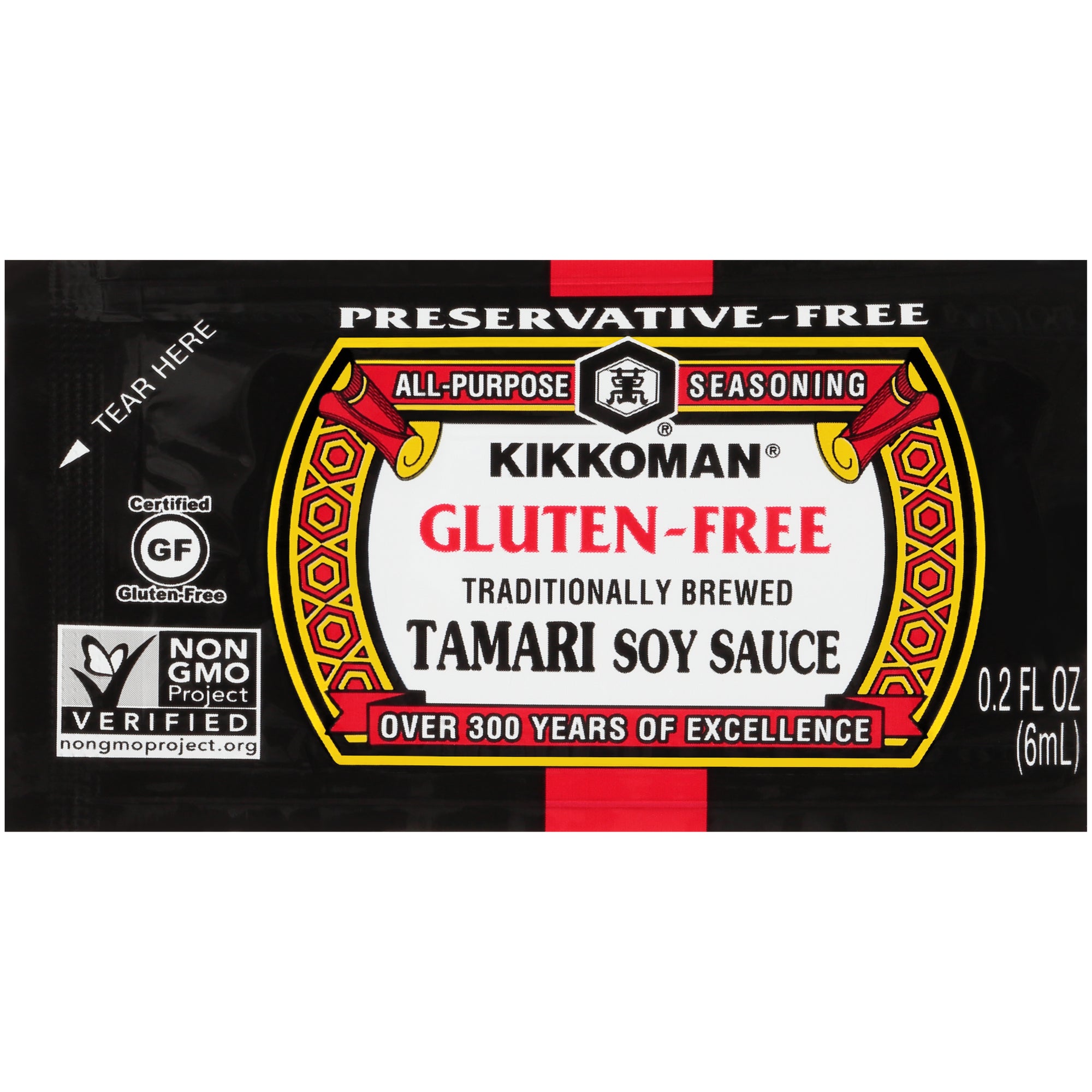 KIKKOMAN 200 6 ML GLUTEN-FREE NON GMO PRESERVATIVE-FREE TAMARI SOY SAUCE PACKETS