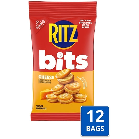 NABISCO RITZ BITS CHEESE CRACKERS-SINGLE SERVE SANDWICHES 3 OZ x 12
