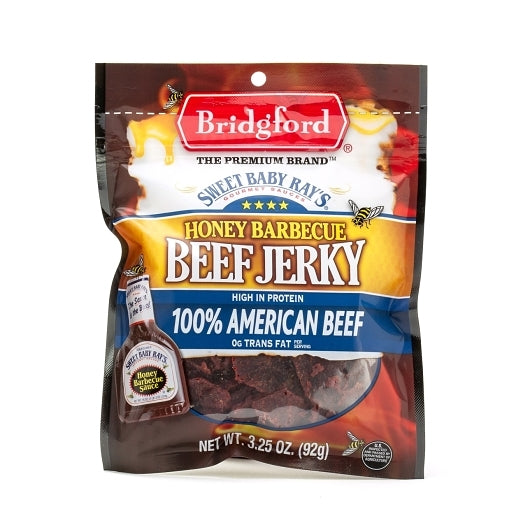 BRIDGFORD SWEET BABY RAY'S HONEY BARBECUE BEEF JERKY, 8 - 3.25 OZ