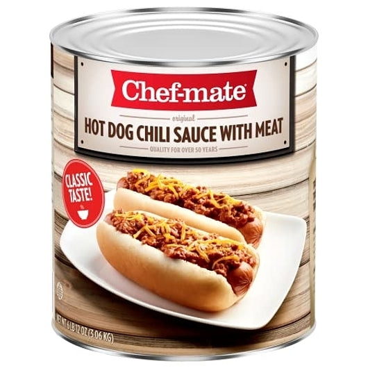 Chef-mate Hot Dog Chili Sauce with Meat 6 x 108 ounces