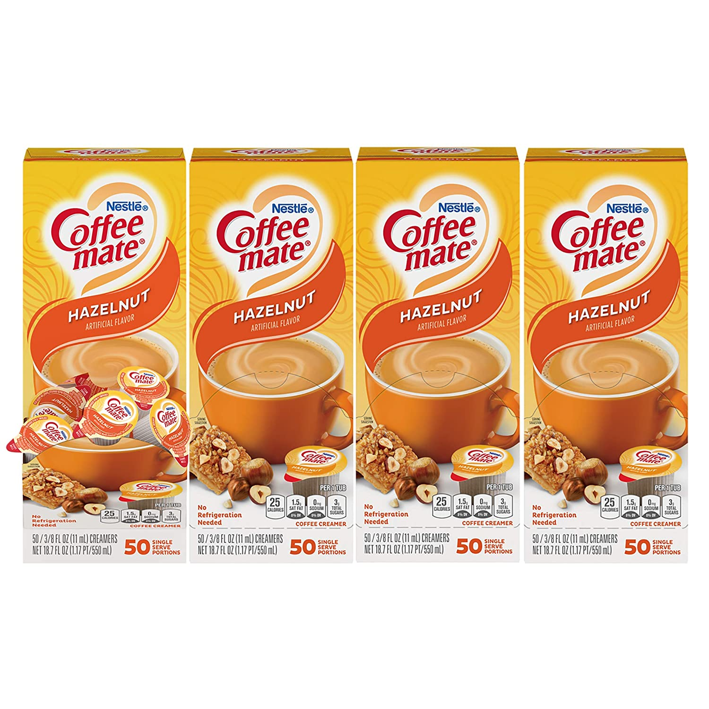 NESTLE COFFEE MATE Coffee Creamer Hazelnut Flavor, Liquid Creamer Singles, 0.375 fl oz, 50Count