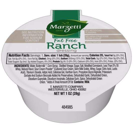 MARZETTI FAT FREE RANCH DRESSING SINGLE SERVE, 120 - 1 OZ