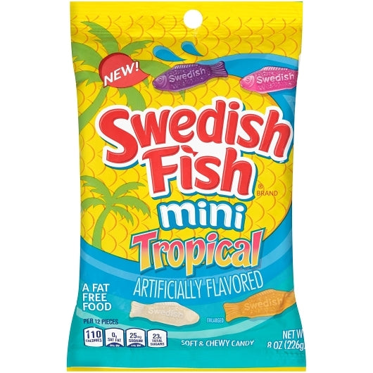 SWEDISH FISH SOFT CANDY TROPICAL FAT FREE 8Z