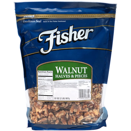 3 PACK OF 2 POUND FISHER WALNUT HALVES AND PIECES