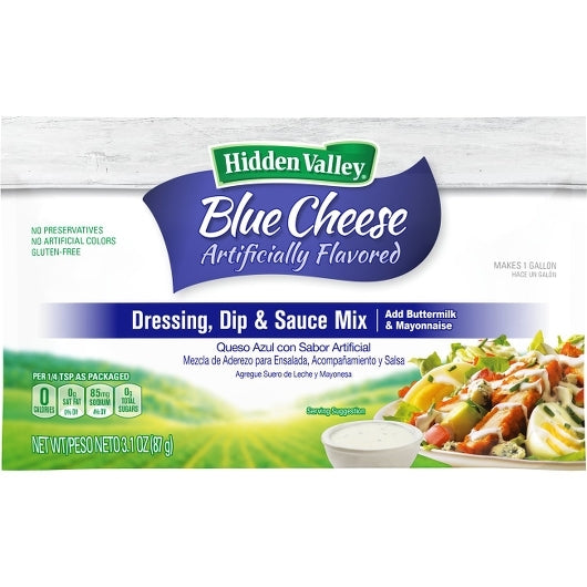 HIDDEN VALLEY BLUE CHEESE DRESSING, DRY MIX, 18 - 3.1 OZ