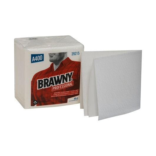BRAWNY(R) PROFESSIONAL A400 DISPOSABLE CLEANING TOWELS BY GP PRO (GEORGIA-PACIFIC),  -FOLD, WHITE, 8