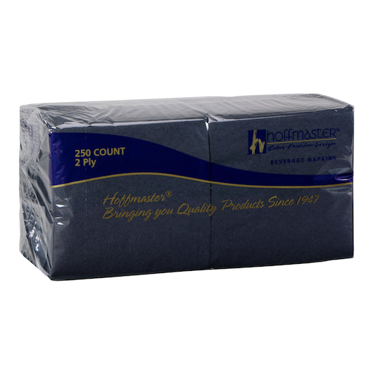 NAPKIN, BEVERAGE BLACK 2 PLY 1/4 FOLD REGAL EMBOSSED 9.5 X 9.5