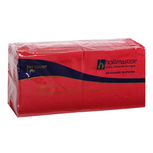 NAPKIN, BEVERAGE RED 9.5 X 9.5 2 PLY 1/4 FOLD