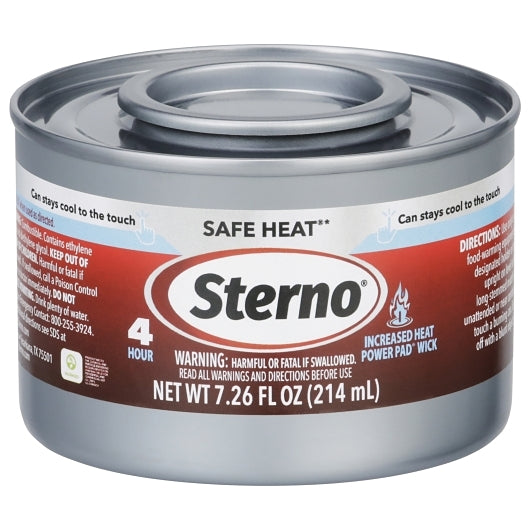 4 Hour Sterno Safe Heat Wick Chafing Dish Fuel w/ Power Pad