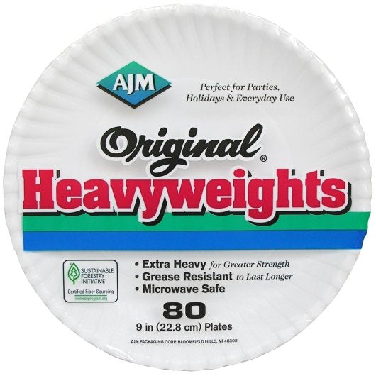 AJM ORIGINAL HEAVYWEIGHT PAPER PLATE, 12 - 12CNT
