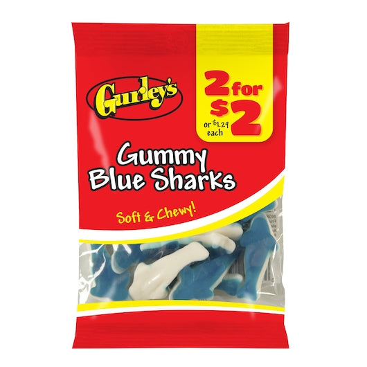2 FOR $2 GUMMY BLUE SHARKS, 12 - 3.5 EA