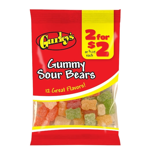 GURLEY'S SOUR GUMMY BEARS, 12 - 2.5