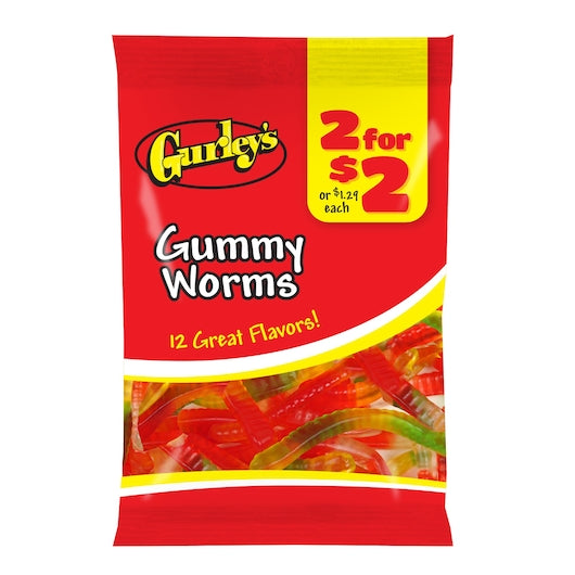 2 FOR $2 GUMMY WORMS, 12 - 3.5 OZ