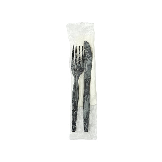 DIXIE(R) 3-PC HEAVY-WEIGHT POLYSTYRENE DISPOSABLE PLASTIC WRAPPED CUTLERY KITS (FORK, KNIFE & NAPKIN