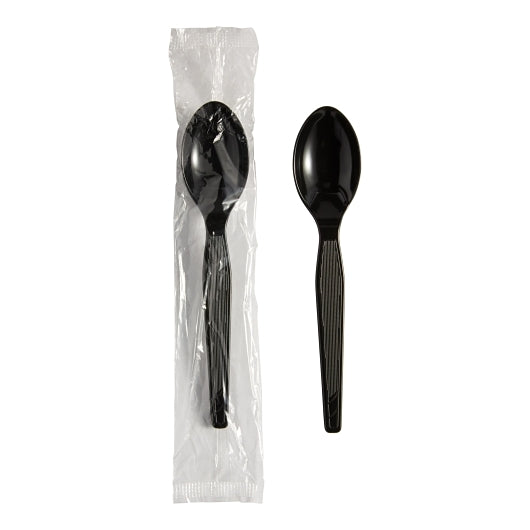DIXIE(R) HEAVY-WEIGHT POLYSTYRENE DISPOSABLE PLASTIC TEASPOONS, INDIVIDUALLY WRAPPED, BLACK, 1,000 S
