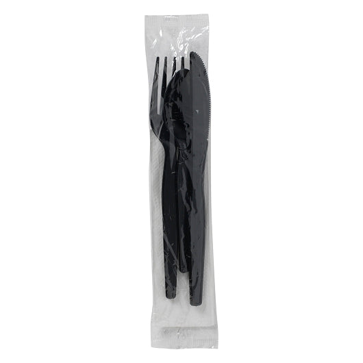 DIXIE(R) 4-PIECE HEAVY-WEIGHT POLYSTYRENE PLASTIC WRAPPED CUTLERY KITS (FORK, KNIFE, TEASPOON, NAPKI