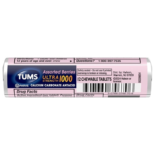 TUMS ULTRA SINGLE ROLL ASSORTED BERRIES, 24 -12 - 12 EA