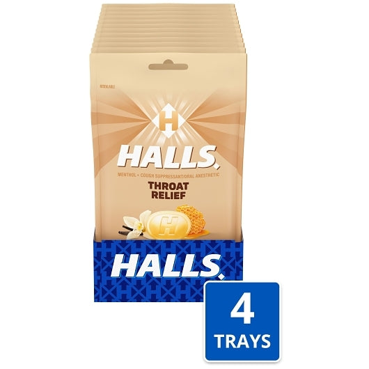 HALLS SOOTHERS HONEY VANILLA COUGH DROPS 30 CT 4 x 12