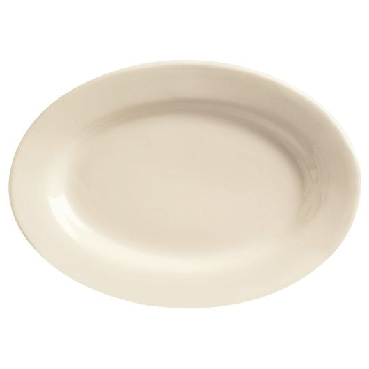 WORLD TABLEWARE INC. PRINCESS WHITE ROLLED EDGE CREAM WHITE MEDIUM RIM OVAL PLATTER 11.5? X 8?, 1 -