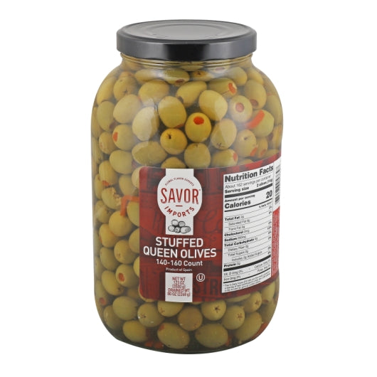 SAVOR IMPORTS STUFFED SPANISH GREEN QUEEN OLIVES BULK, 4 - 1 GA