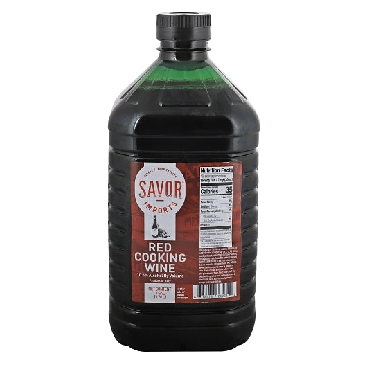 SAVOR IMPORTS DRY RED GENUINE ITALIAN 10.5/12ALCOHOL COOKING WINE, 4 - 1 GA