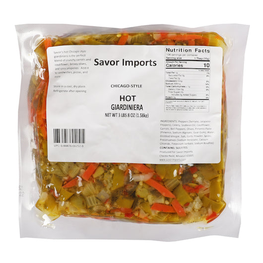 SAVOR IMPORTS CHICAGO STYLE HOT GIARDINIERA, 7 - 56 OZ