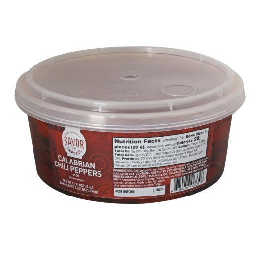 SAVOR IMPORTS CALABRIAN CHILI PEPPERS IN OIL,2 - 4.19 LB
