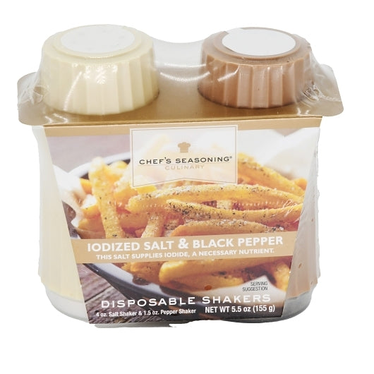 CHEFS SEASONING SHAKER SALT & PEPPER DISPOSABLE, 12 - 12 - 5.5 OZ