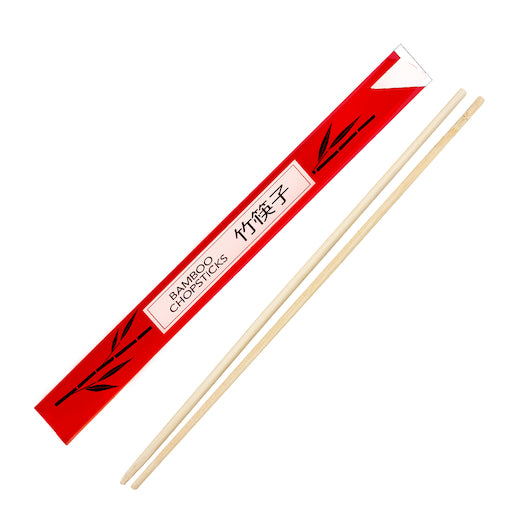 HANDGARDS 9 INCH BAMBOO RED SLEEVE CHOPSTICK,10 - 100 - 100 EA