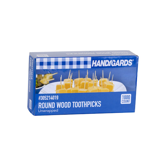 HANDGARDS 2.5 INCH ROUND WOOD TOOTHPICK, 12 -1000 - 1000 EA