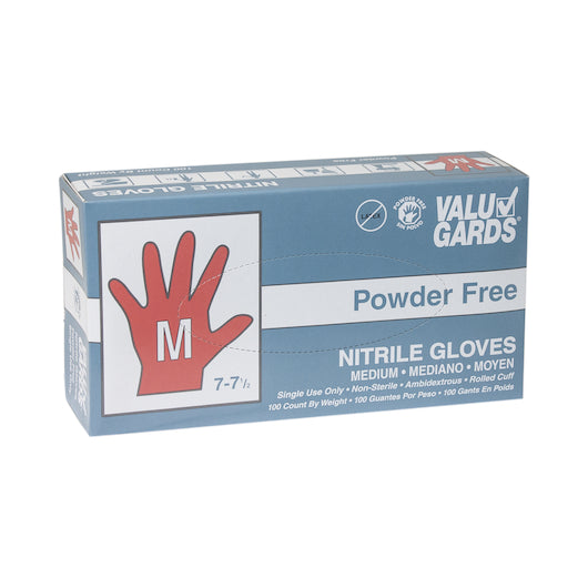 VALUGARDS WHITE NITRILE POWDER FREE MEDIUM GLOVE, 10 - 100 - 100 EA