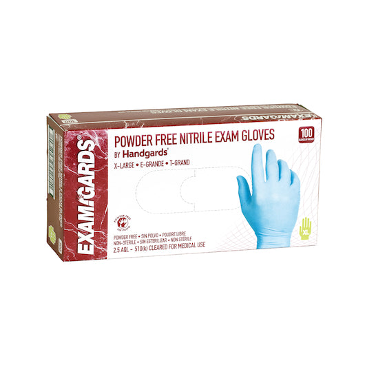 EXAMGARDS POWDER FREE NON-STERILE EXAM EXTRA LARGE BLUE NITRILE GLOVE, 10 - 100 - 100 EA
