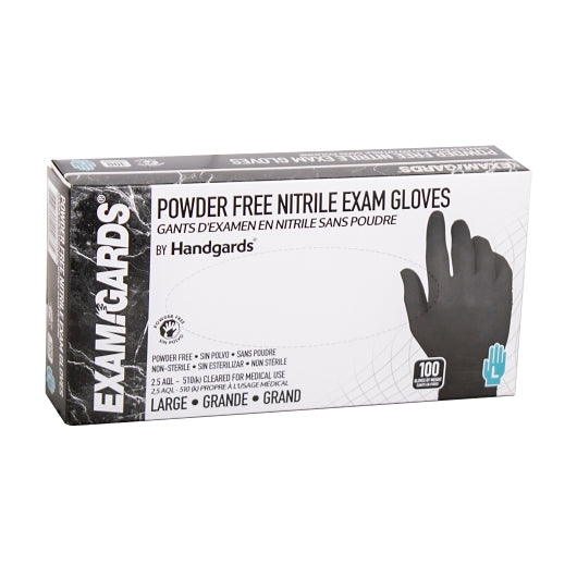 EXAMGARDS GLOVE BLACK NITRILE EXAM GRADE LRG,10 - 100 - 100 EA