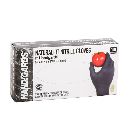 HANDGARDS NATURALFIT NITRILE POWDER FREE BLACK EXTRA LARGE GLOVE, 10 - 100 - 100 EA