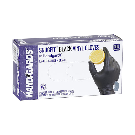 HANDGARDS HGI LARGE VINYL BLACK DISPOSABLE GLOVES, 10 - 100 - 100 EA