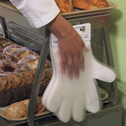 HANDGARDS QUICKSERVE EMBOSSED CAST STRAIGHT CUFF POLYETHYLENE GLOVE, 20 - 50 - 50 EA
