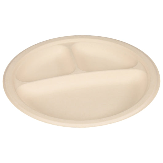 TELLUS FRESH 9 IN. 3 COMPARTMENT ROUND PLATESCASE  NO PFAS ADDED, 4 - 125 EA