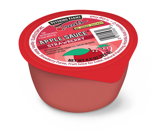PETERSON FARMS TREATS UNSWEETENED STRAWBERRY APPLE SAUCE, 1 - 96 CNT