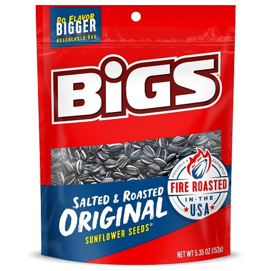 BIGS Salted & Roasted Original Sunflower Seeds, Keto Friendly Snack, 5.35-oz. Bag (Pack of12)