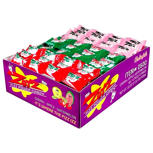 Zotz Fizz Power Candy Strings - Cherry, Apple, Watermelon