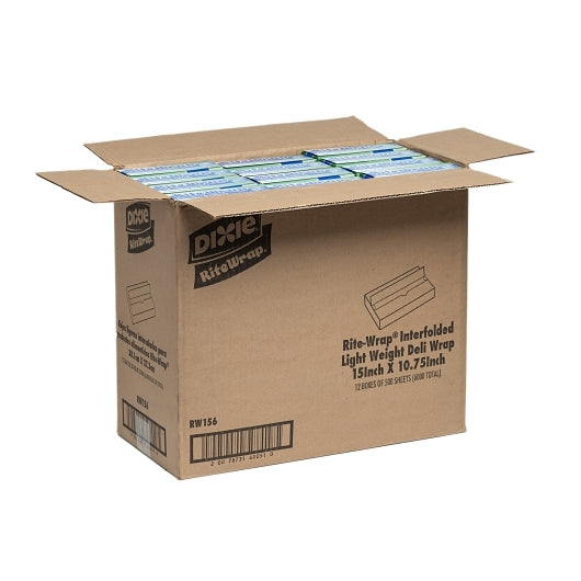 DIXIE(R) RITE-WRAP(R) DRY WAX LIGHT-WEIGHT DELI PAPER BY GP PRO (GEORGIA-PACIFIC), 15 X 10.75, WHITE